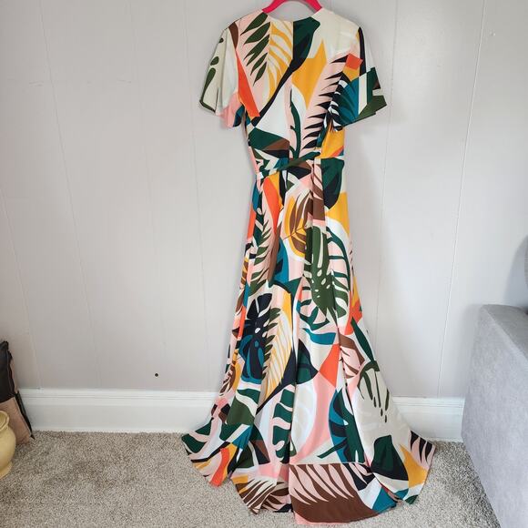 Farm Rio Look Hutch Kiera Tropical Print Wrap Maxi Dress XS - Picture 12 of 16